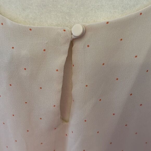 Loft cream pink polka dot ruffle sleeveless blouse Size M - Picture 5 of 10